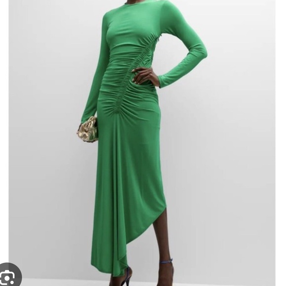 A.L.C. Adeline Ruched Jersey Dress long sleeve - Sz Small NWT - Green - Picture 1 of 10
